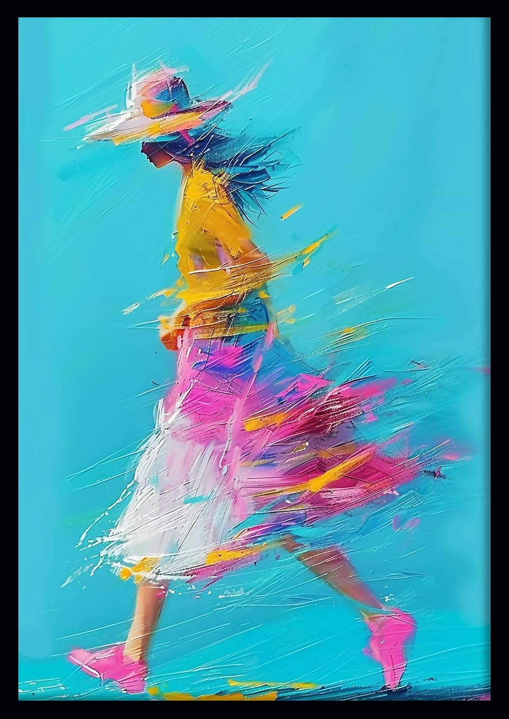 Colorful Running Woman Abstract Canvas Art & Poster – T765 – AiPrintLab
