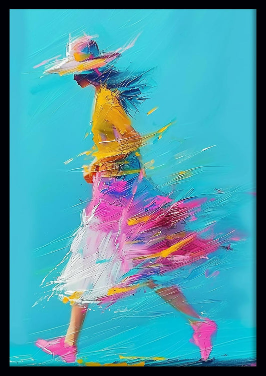 Colorful Running Woman Abstract Canvas Art & Poster – T765 – AiPrintLab