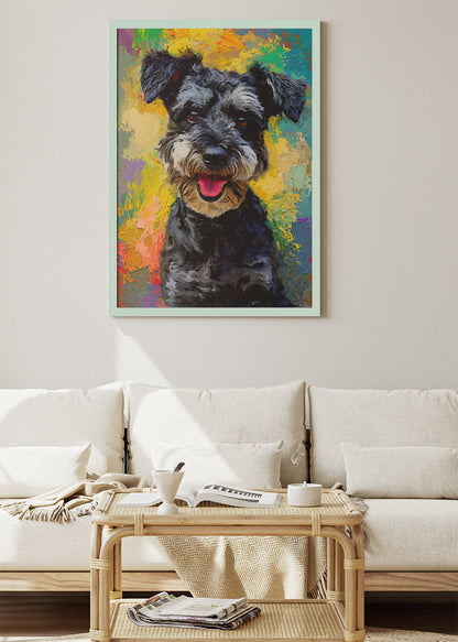 Colorful Schnauzer Dog Poster & Canvas Print – Vibrant Pet Portrait Art