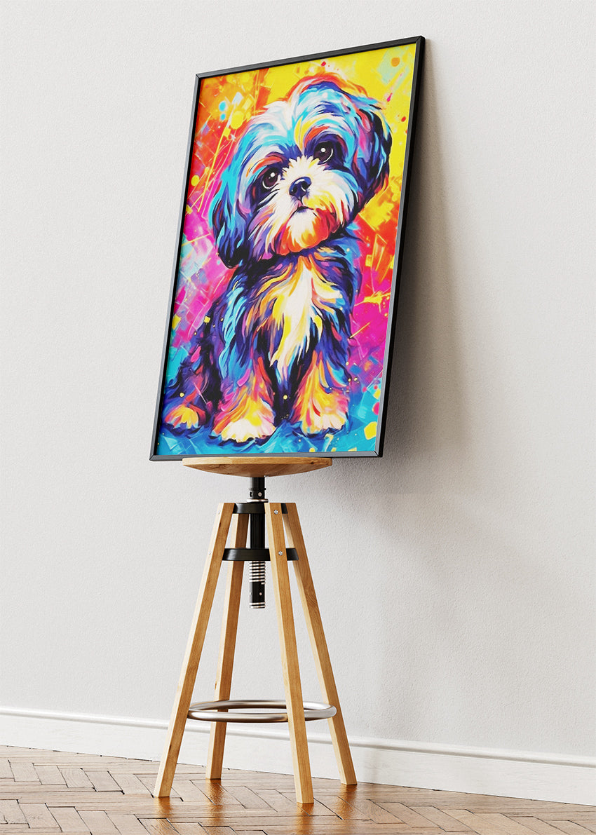 Colorful Shih Tzu Dog Poster & Canvas Print – Vibrant Pop Art Pet Illustration