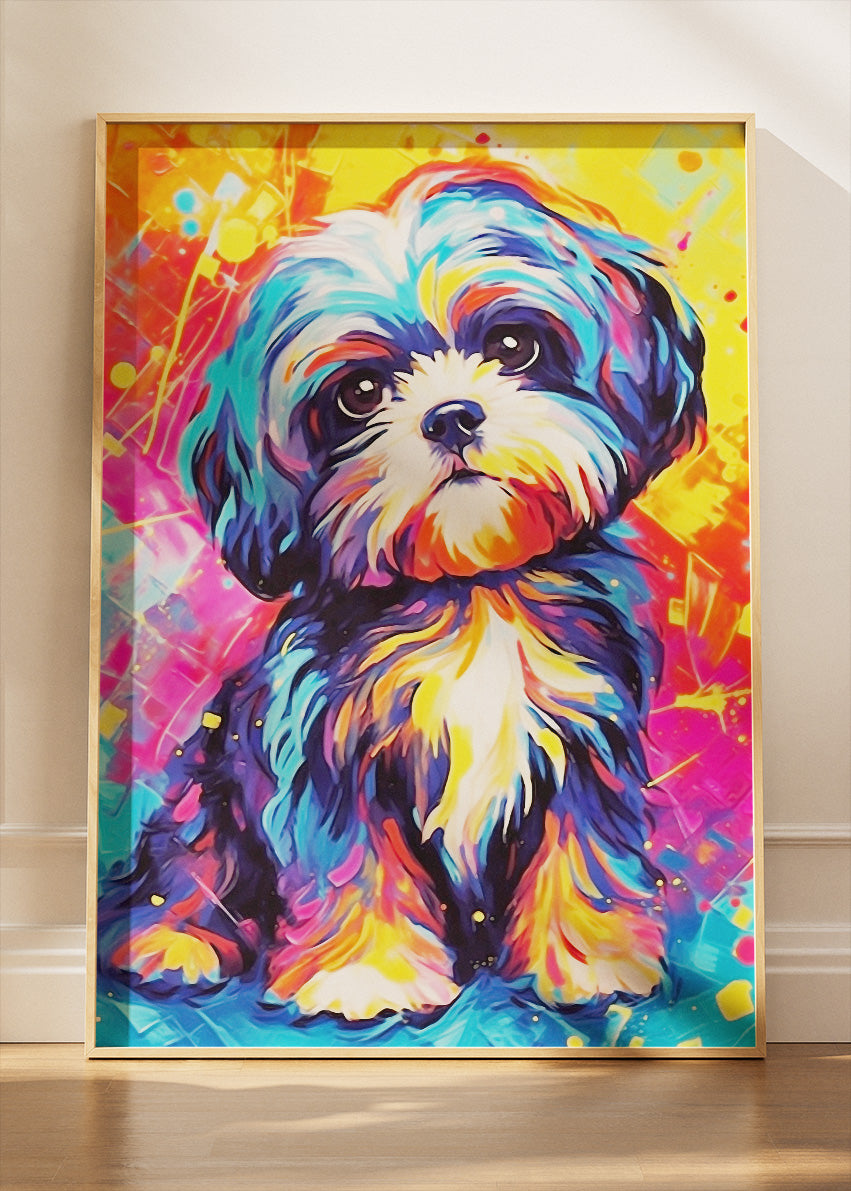 Colorful Shih Tzu Dog Poster & Canvas Print – Vibrant Pop Art Pet Illustration
