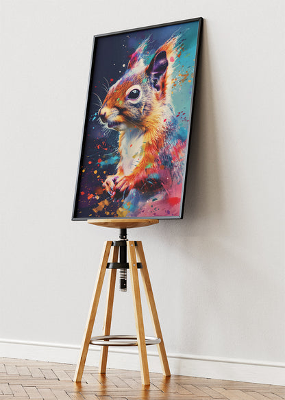 Colorful Squirrel Canvas Print & Poster – Modern Animal Wall Art