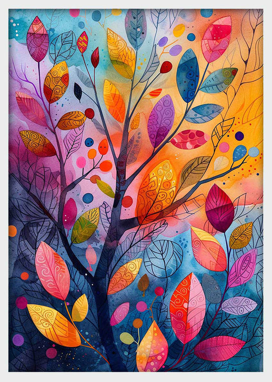 Colorful Tree of Life – Abstract Watercolor Canvas Wall Art – T959 – AiPrintLab