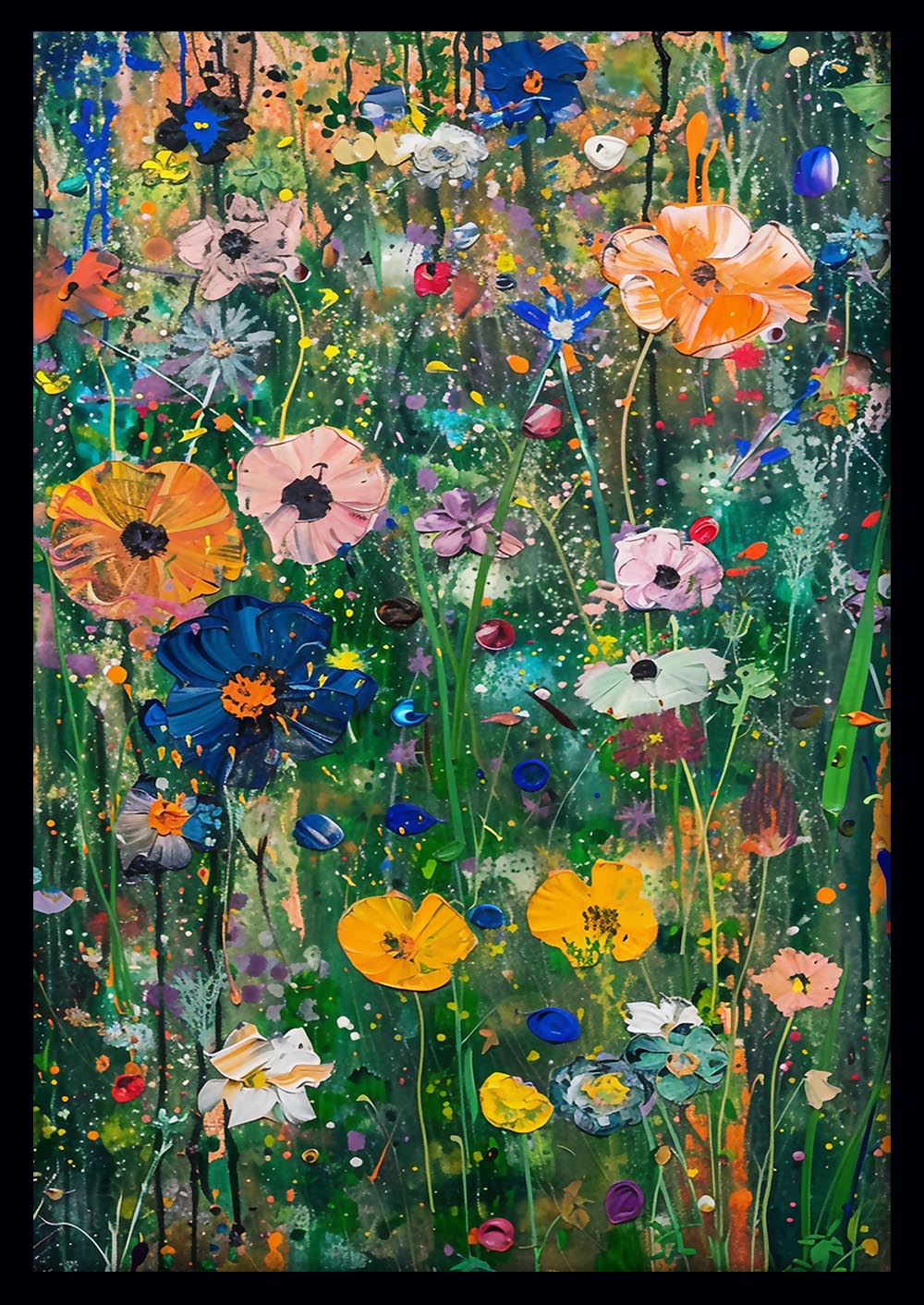 Colorful Wildflower Garden Abstract – Vibrant Floral Poster & Canvas Wall Art – T912 – AiPrintLab