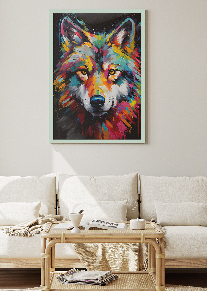 Colorful Wolf Canvas Print & Poster – Vibrant Wildlife Wall Art