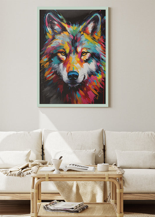 Colorful Wolf Canvas Print & Poster – Vibrant Wildlife Wall Art