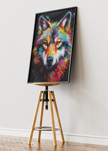 Colorful Wolf Canvas Print & Poster – Vibrant Wildlife Wall Art