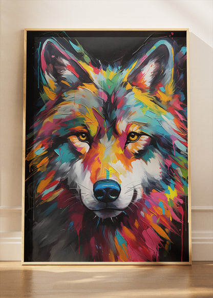 Colorful Wolf Canvas Print & Poster – Vibrant Wildlife Wall Art