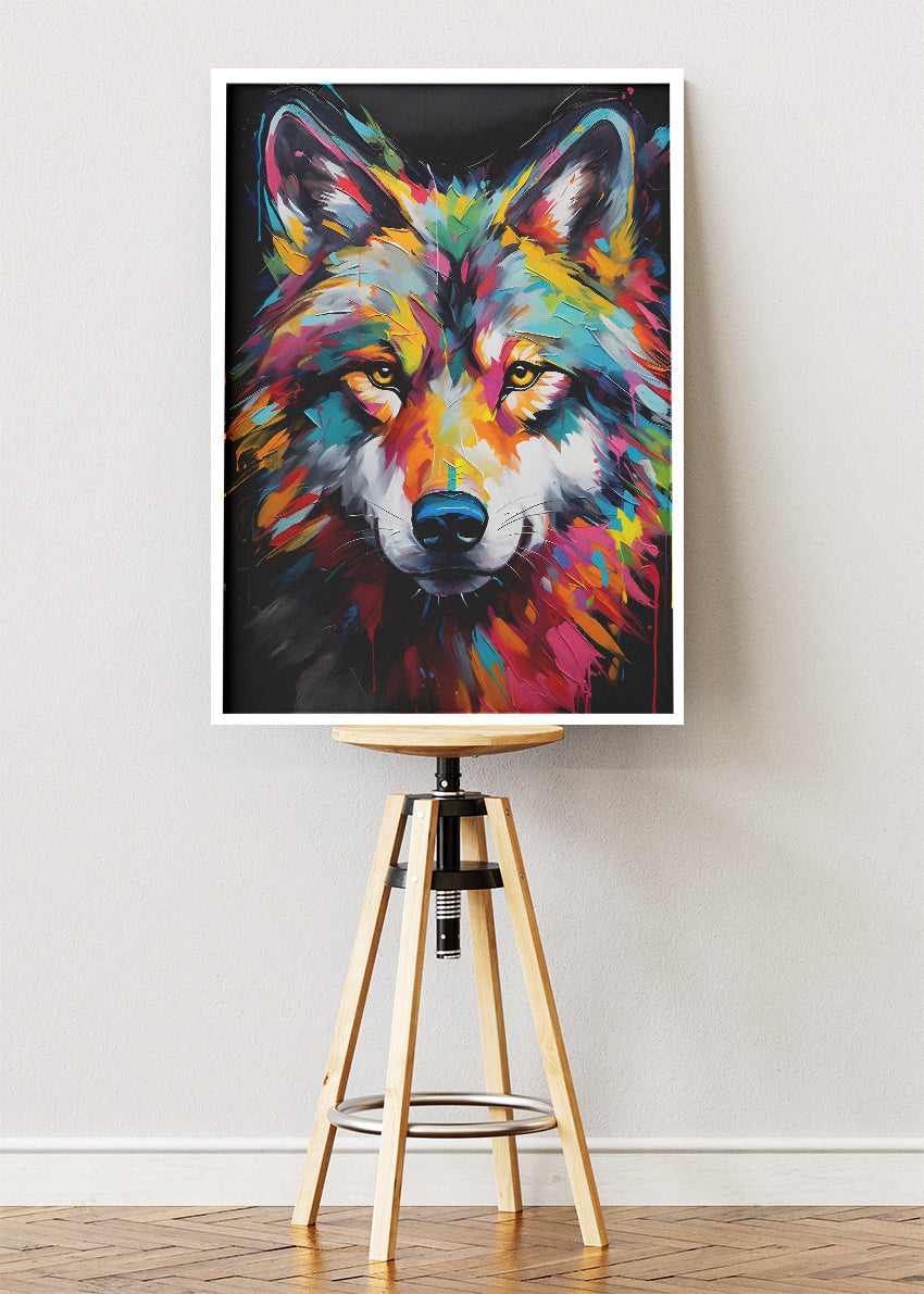 Colorful Wolf Canvas Print & Poster – Vibrant Wildlife Wall Art