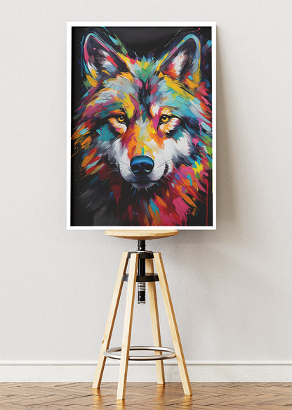 Colorful Wolf Canvas Print & Poster – Vibrant Wildlife Wall Art