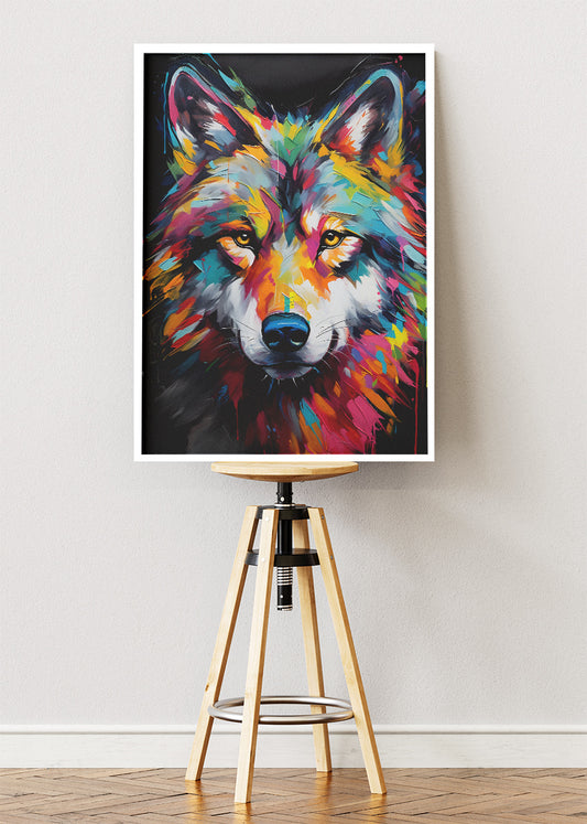 Colorful Wolf Canvas Print & Poster – Vibrant Wildlife Wall Art