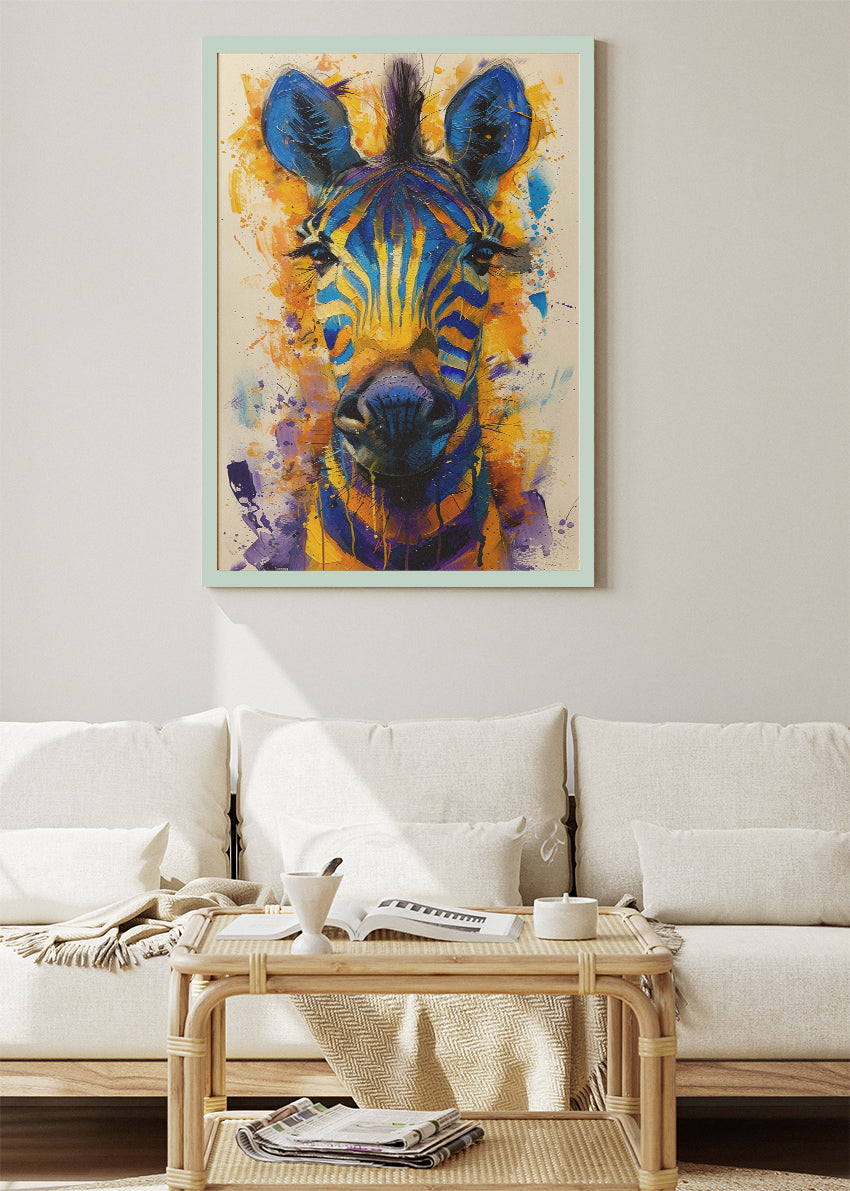 Colorful Zebra Wall Art Print & Canvas – Vibrant Abstract Wildlife Artwork
