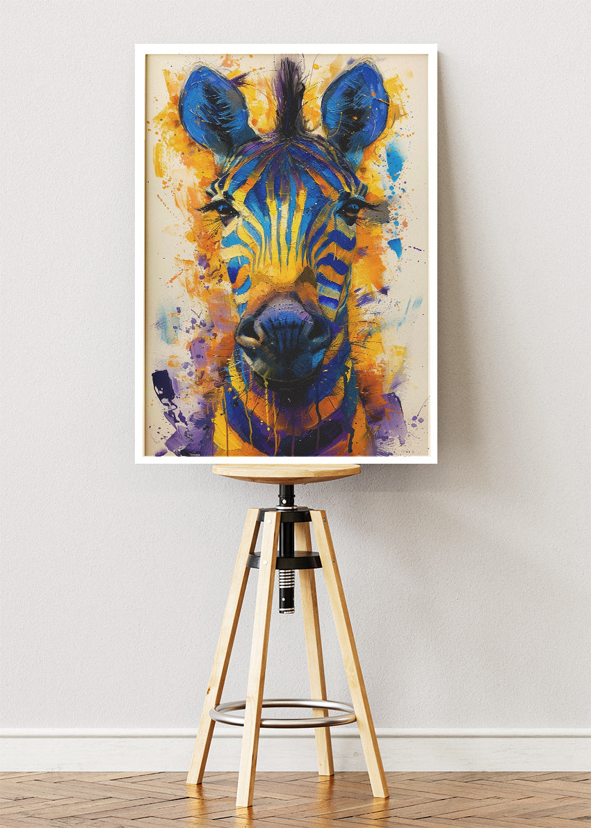 Colorful Zebra Wall Art Print & Canvas – Vibrant Abstract Wildlife Artwork