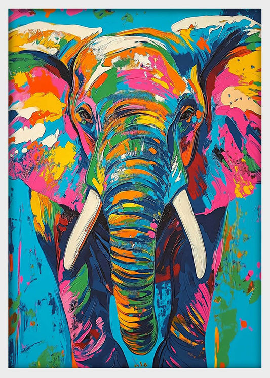 Colorful Elephant Canvas Wall Art & Poster Print | Modern Abstract Wildlife Painting – T1322 – AiPrintlab