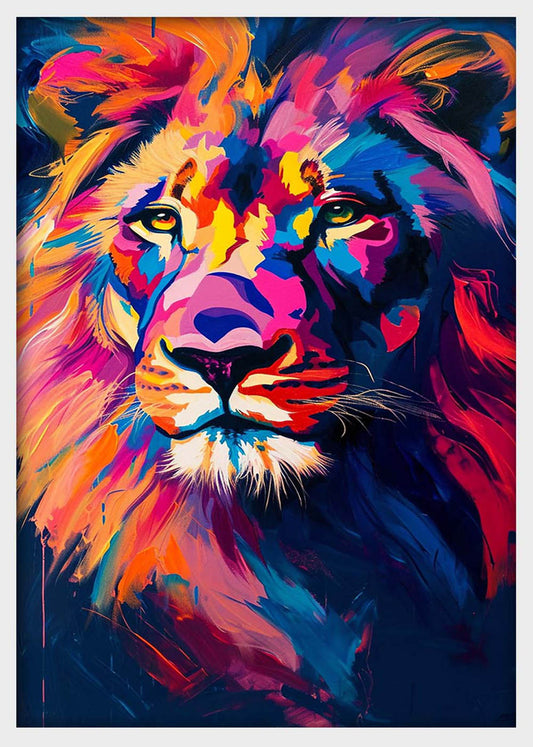 Colorful Lion Canvas Wall Art & Poster Print | Bold Pop Art Animal Portrait – T1367 – Aiprintlab
