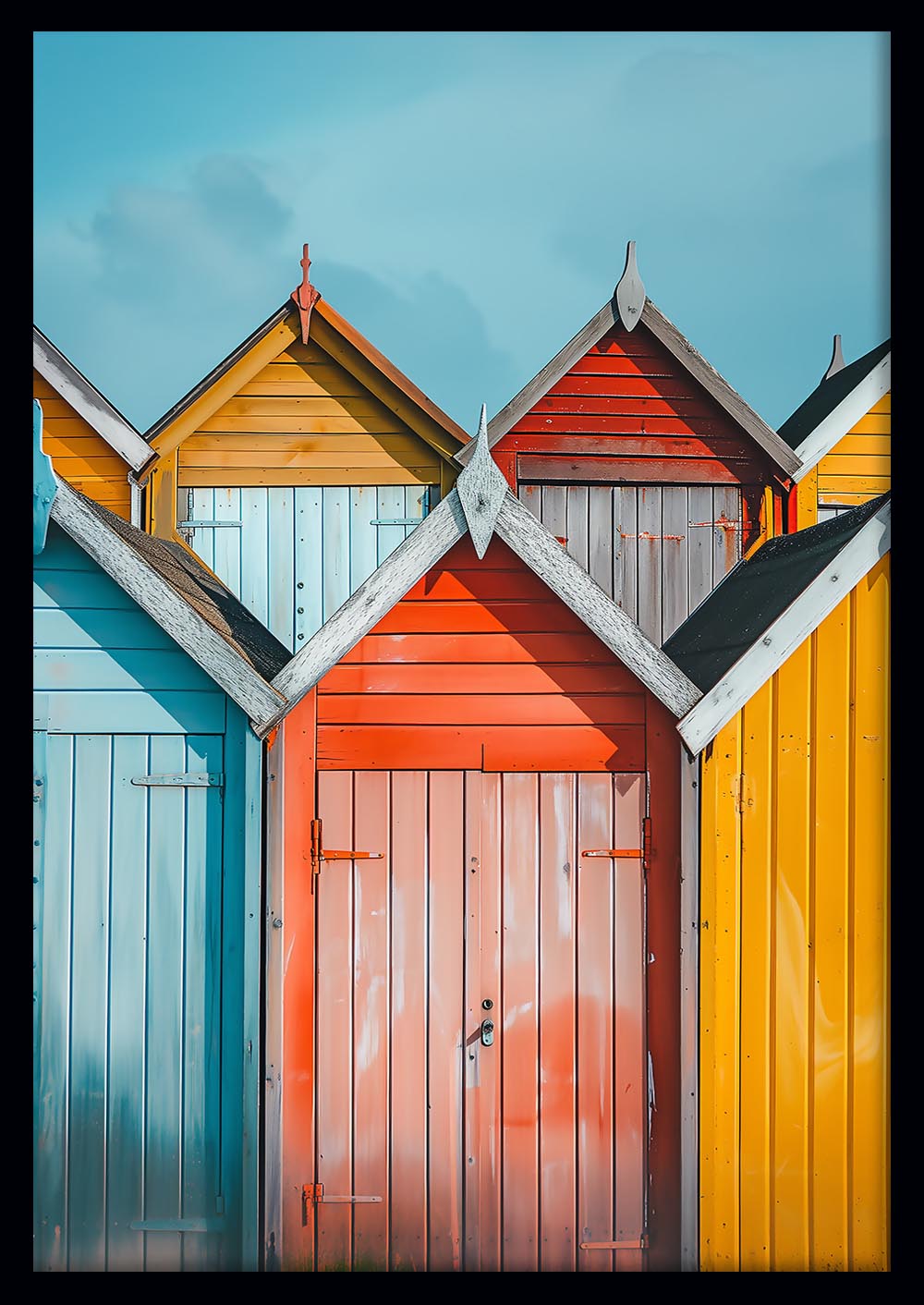 Colourful Beach Huts Coastal Wall Art Canvas Print & Poster – T675 – AiPrintLab