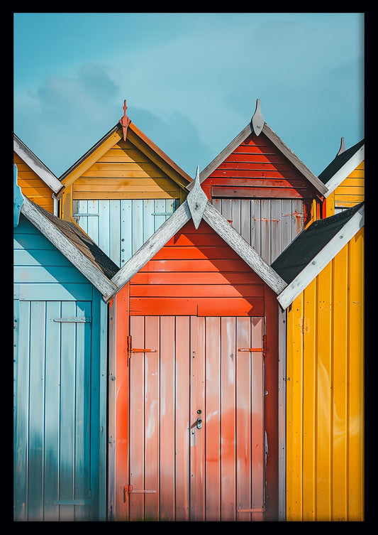 Colourful Beach Huts Coastal Wall Art Canvas Print & Poster – T675 – AiPrintLab