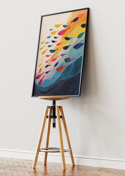 Colourful Fish Flow Canvas Print & Poster – Modern Ocean Wall Art