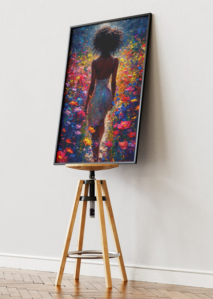 Colourful Floral Woman Wall Art – Vibrant Abstract Garden Canvas Print & Modern Statement Poster for Living Room Decor UK