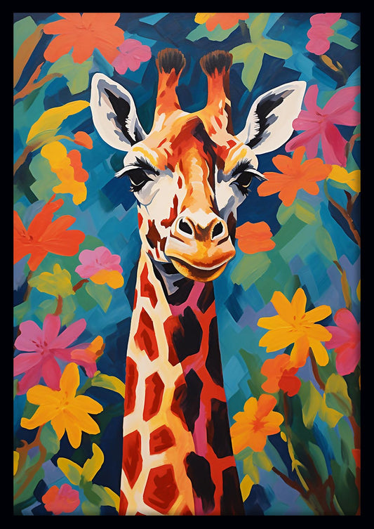 Colourful Giraffe Jungle Canvas Print & Poster – T497 – AiPrintLab