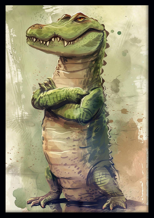 Confident Cartoon Crocodile – Funny Animal Character Canvas & Poster Wall Art – T1148 – AiPrintLab