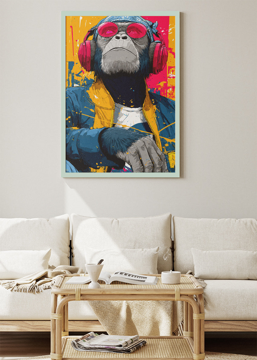 Cool Monkey DJ Poster & Canvas Print – Urban Street Art Style