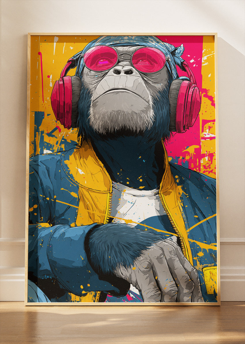 Cool Monkey DJ Poster & Canvas Print – Urban Street Art Style