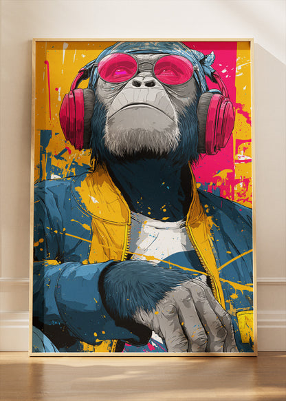 Cool Monkey DJ Poster & Canvas Print – Urban Street Art Style
