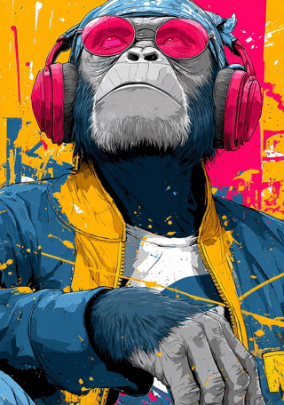 Cool Monkey DJ Poster & Canvas Print – Urban Street Art Style