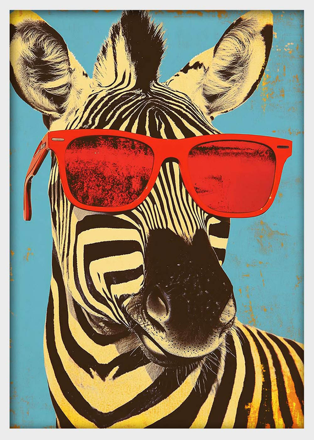 Cool Zebra with Red Sunglasses – Quirky Animal Canvas & Poster Wall Art – T1309 – AiPrintLab