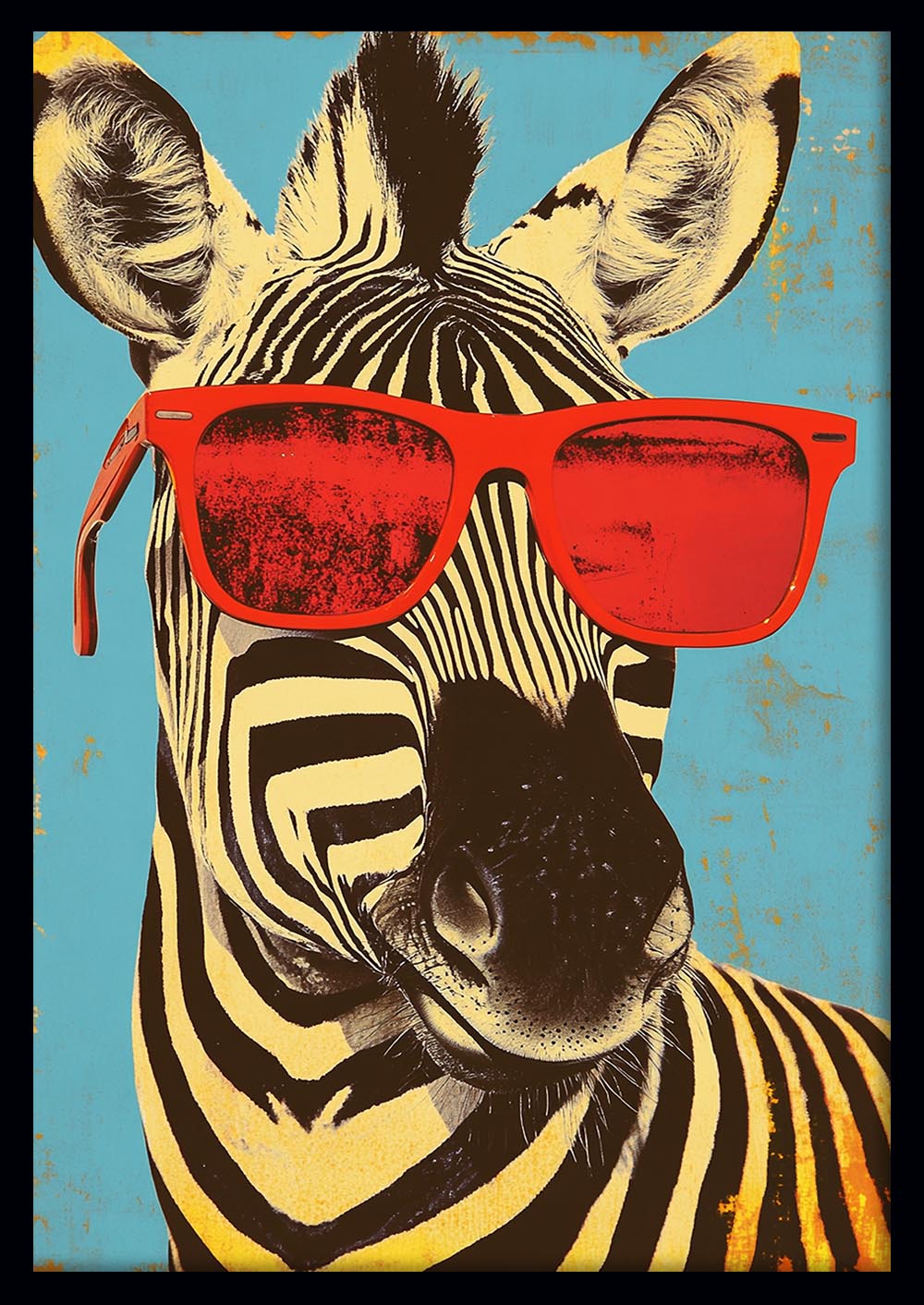 Cool Zebra with Red Sunglasses – Quirky Animal Canvas & Poster Wall Art – T1309 – AiPrintLab 1