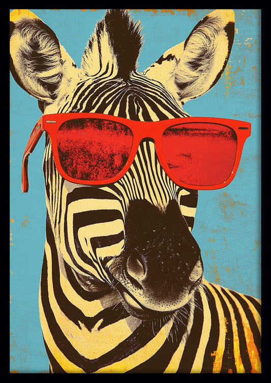 Cool Zebra with Red Sunglasses – Quirky Animal Canvas & Poster Wall Art – T1309 – AiPrintLab 1