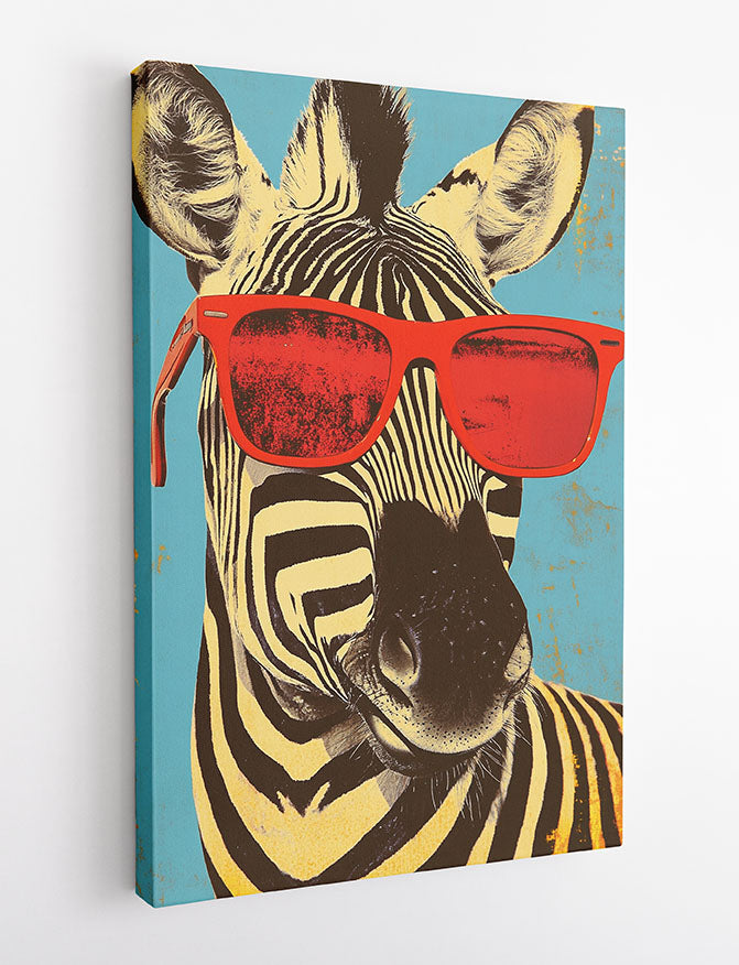 Cool Zebra with Red Sunglasses – Quirky Animal Canvas & Poster Wall Art – T1309 – AiPrintLab 2