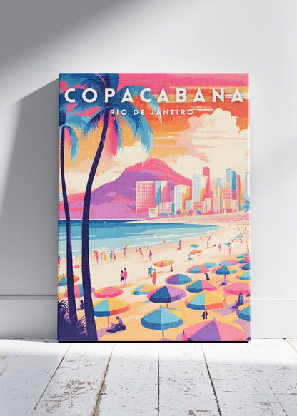 Copacabana Rio de Janeiro Travel Poster & Canvas Print – Brazil Wall Art