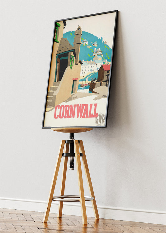 Cornwall Vintage Uk Travel Poster & Canvas Print – Coastal Wall Art