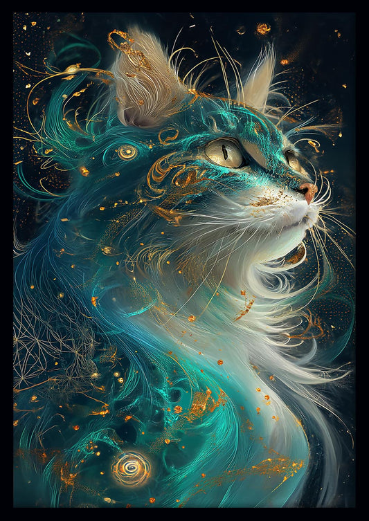 Cosmic Cat Fantasy Canvas Art & Poster – T660 – AiPrintLab