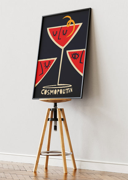 Cosmopolitan Art Deco Cocktail Poster & Canvas Print | Bold Modern Bar Wall Art