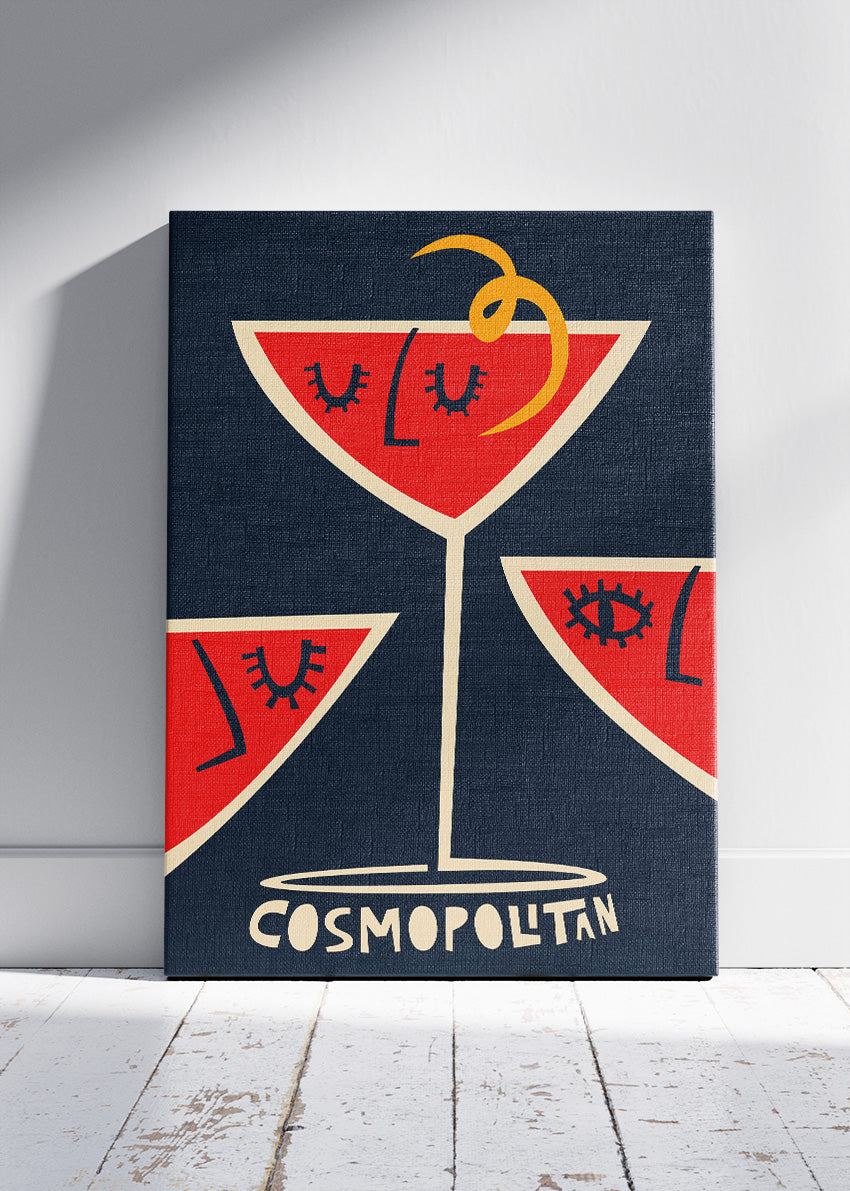 Cosmopolitan Art Deco Cocktail Poster & Canvas Print | Bold Modern Bar Wall Art