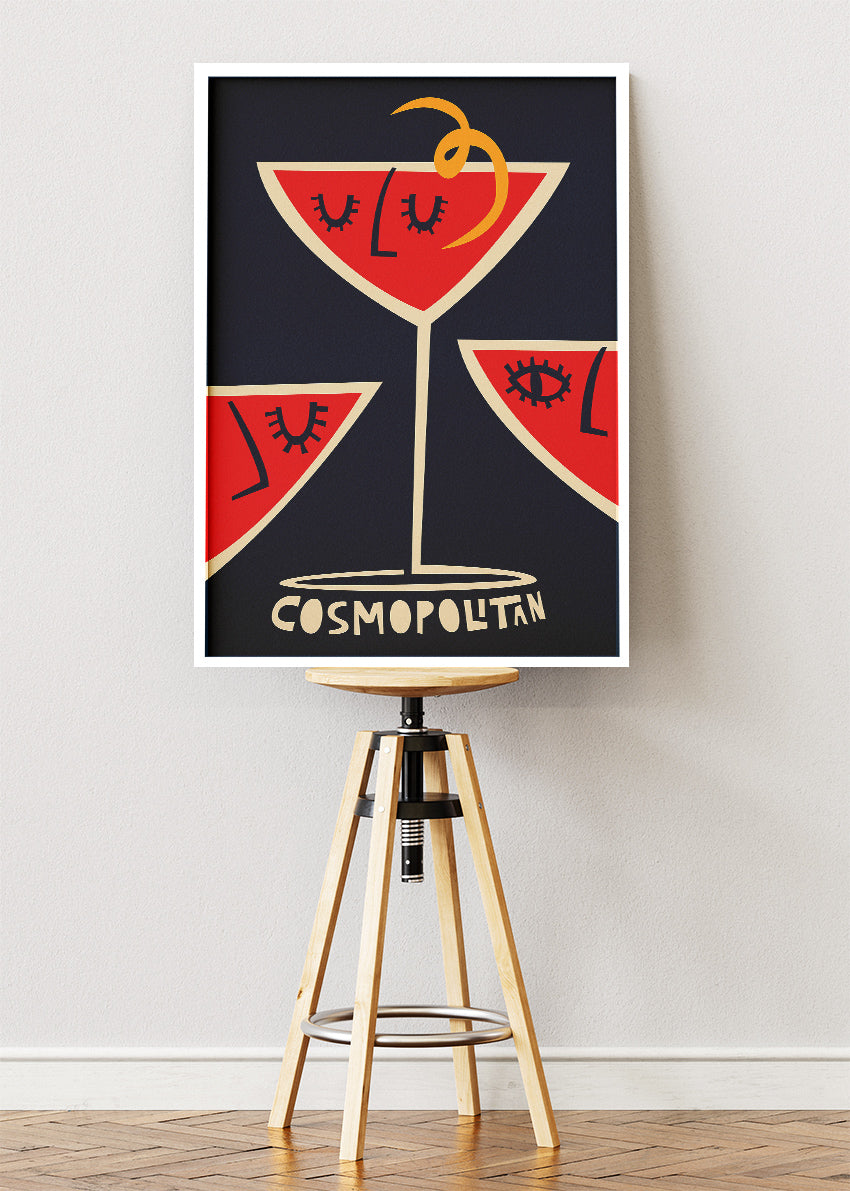 Cosmopolitan Art Deco Cocktail Poster & Canvas Print | Bold Modern Bar Wall Art