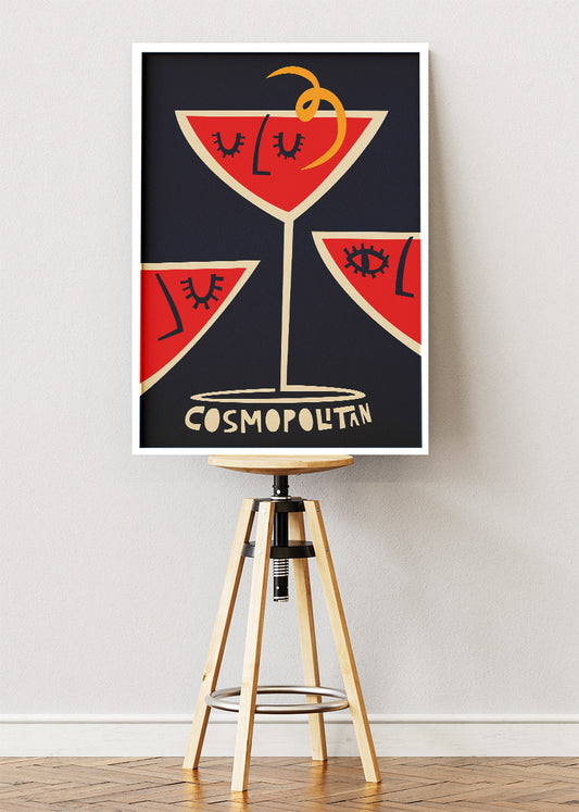 Cosmopolitan Art Deco Cocktail Poster & Canvas Print | Bold Modern Bar Wall Art