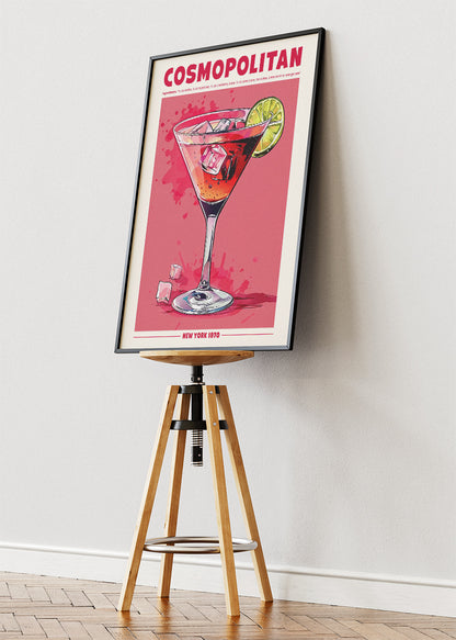 Cosmopolitan Modern Cocktail Poster & Canvas Print | Retro Bar Wall Art