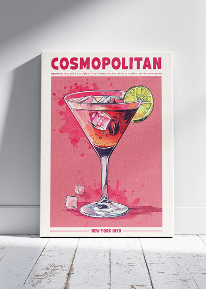 Cosmopolitan Modern Cocktail Poster & Canvas Print | Retro Bar Wall Art