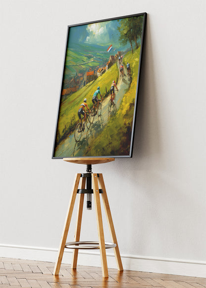 Countryside Hill Cycling Poster & Canvas Art Print – Riders Through Green Valleys