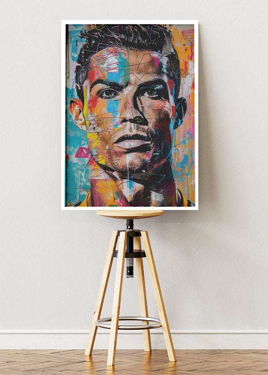 Cristiano Ronaldo Abstract Portrait Wall Art | Modern Football Art Poster & Canvas