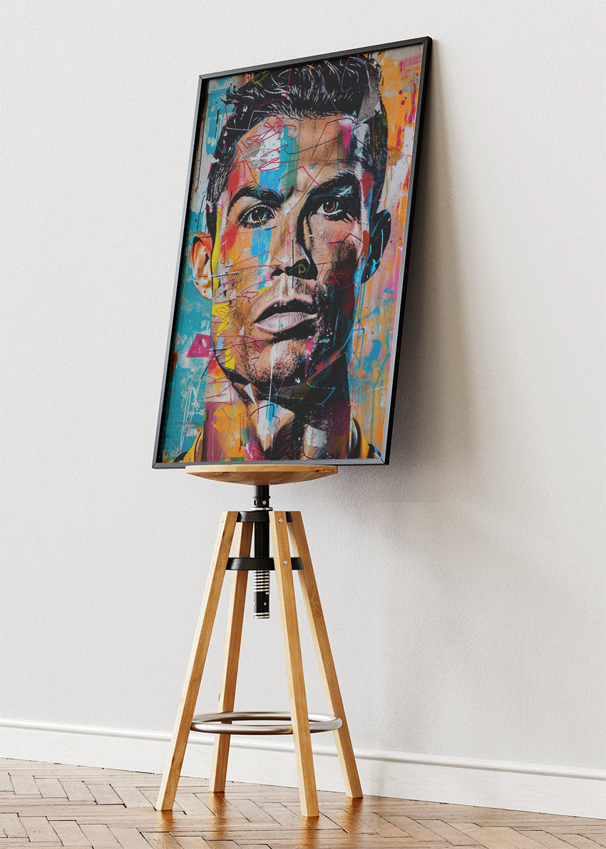 Cristiano Ronaldo Abstract Portrait Wall Art | Modern Football Art Poster & Canvas