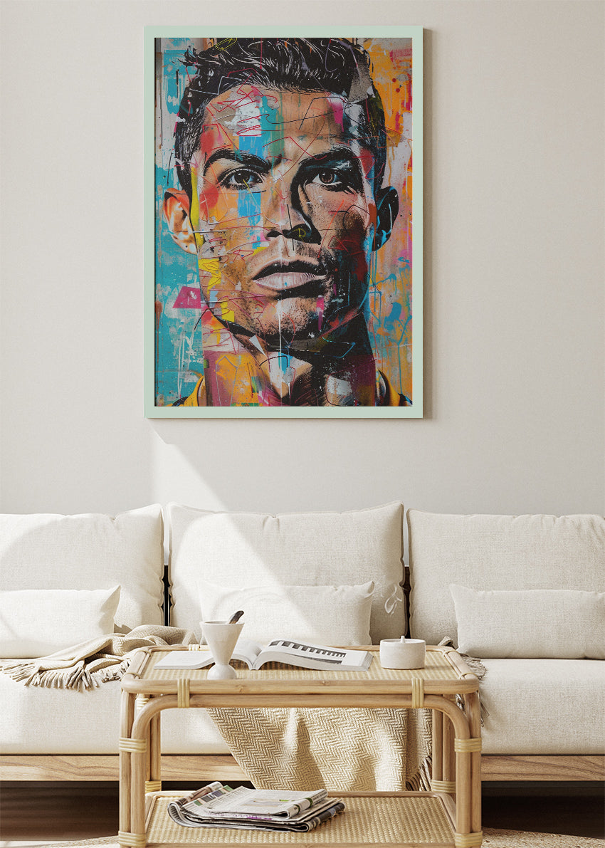Cristiano Ronaldo Abstract Portrait Wall Art | Modern Football Art Poster & Canvas
