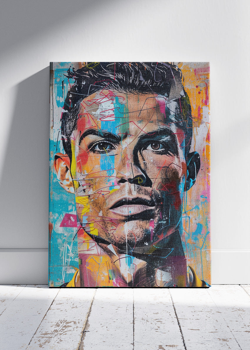 Cristiano Ronaldo Abstract Portrait Wall Art | Modern Football Art Poster & Canvas