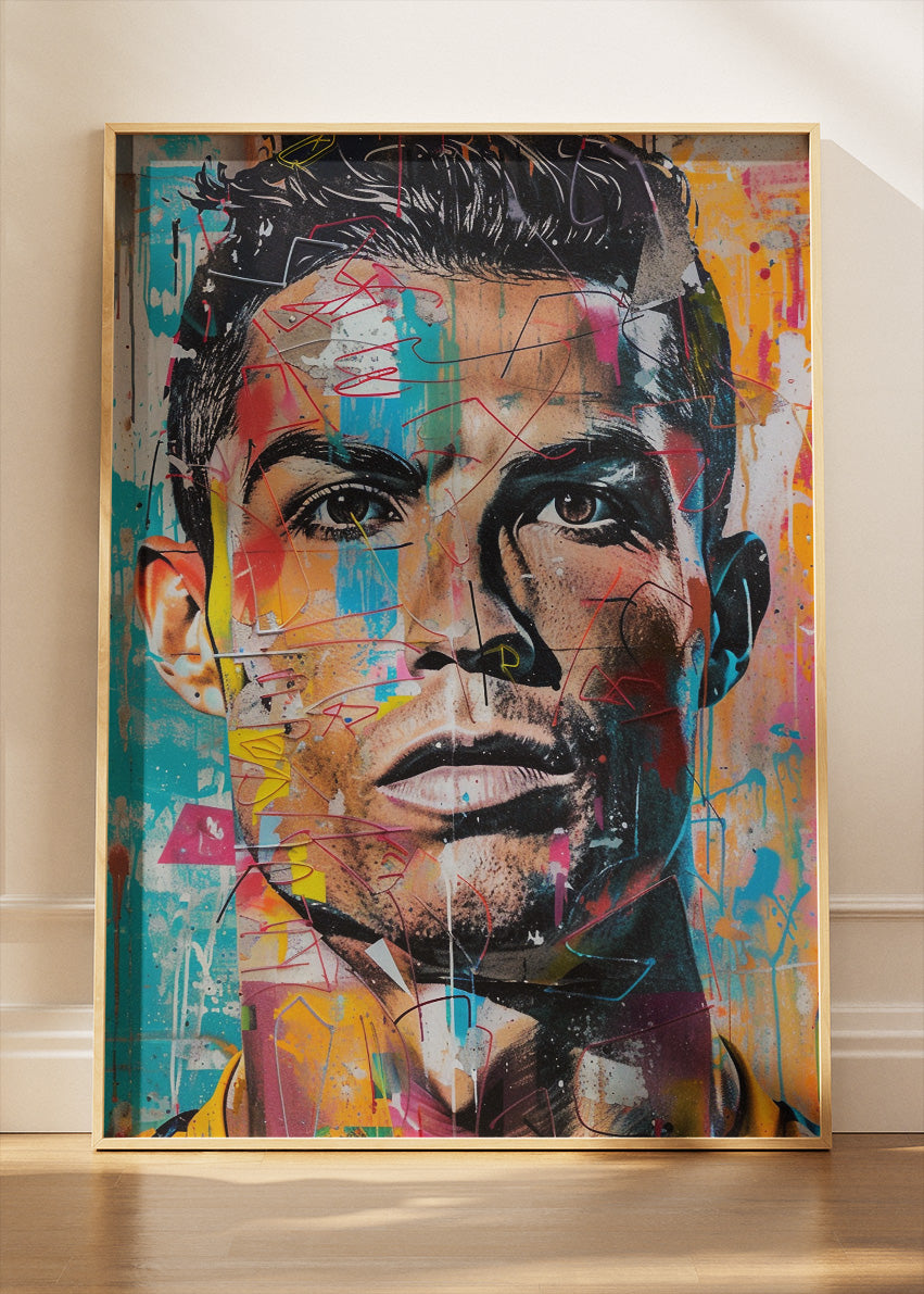 Cristiano Ronaldo Abstract Portrait Wall Art | Modern Football Art Poster & Canvas