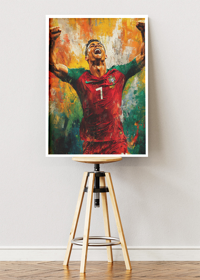 Cristiano Ronaldo Portugal Celebration Wall Art | Iconic Football Poster & Canvas