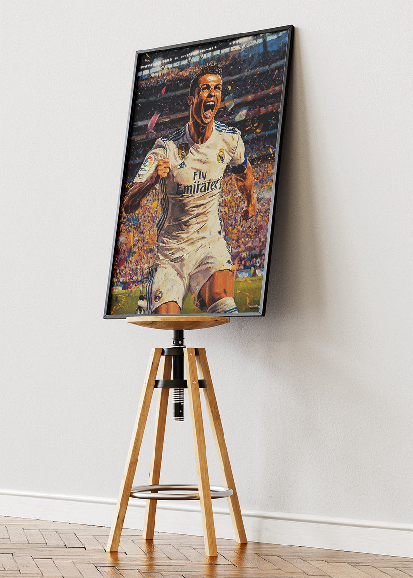 Cristiano Ronaldo Real Madrid Celebration Wall Art | Iconic Football Poster & Canvas